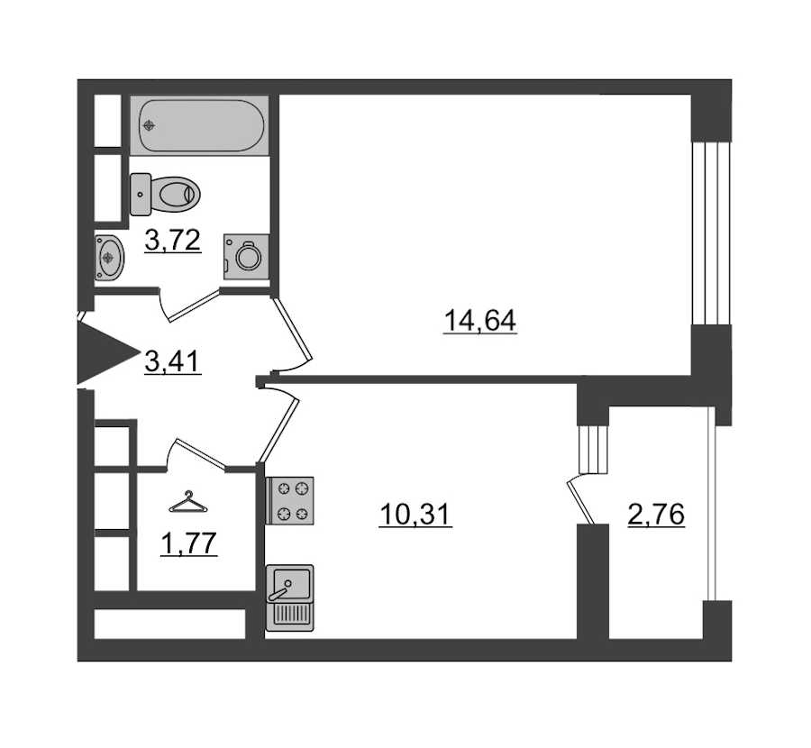 Однокомнатная квартира в : площадь 35.23 м2 , этаж: 5 – купить в Санкт-Петербурге